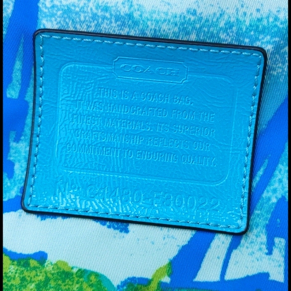 Coach Blue Nylon Purse Tote Beach Sailboat & Pouch - Picture 8 of 9